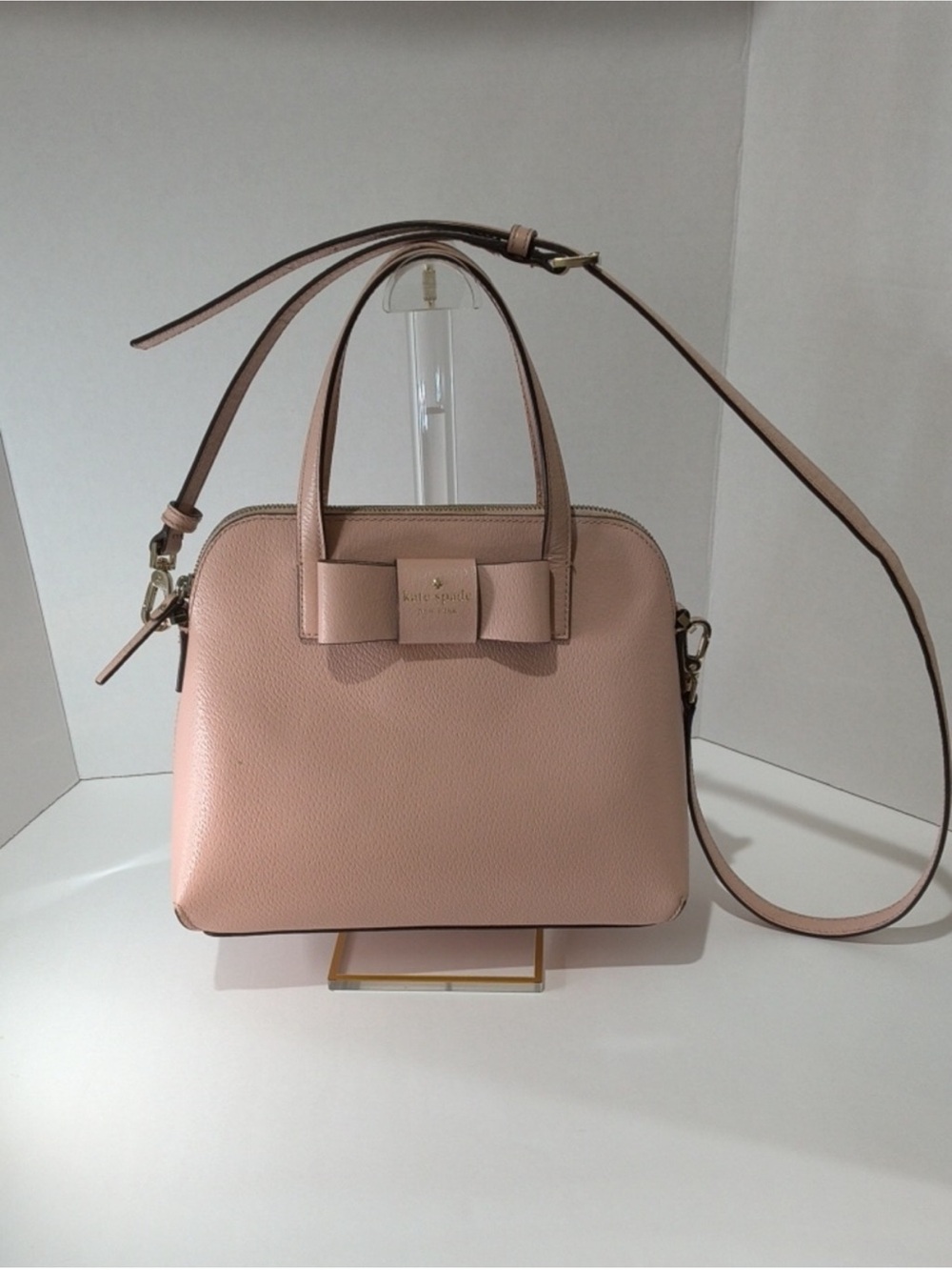 kate spade Blush Pink Leather Bow Satchel with Detachable Strap